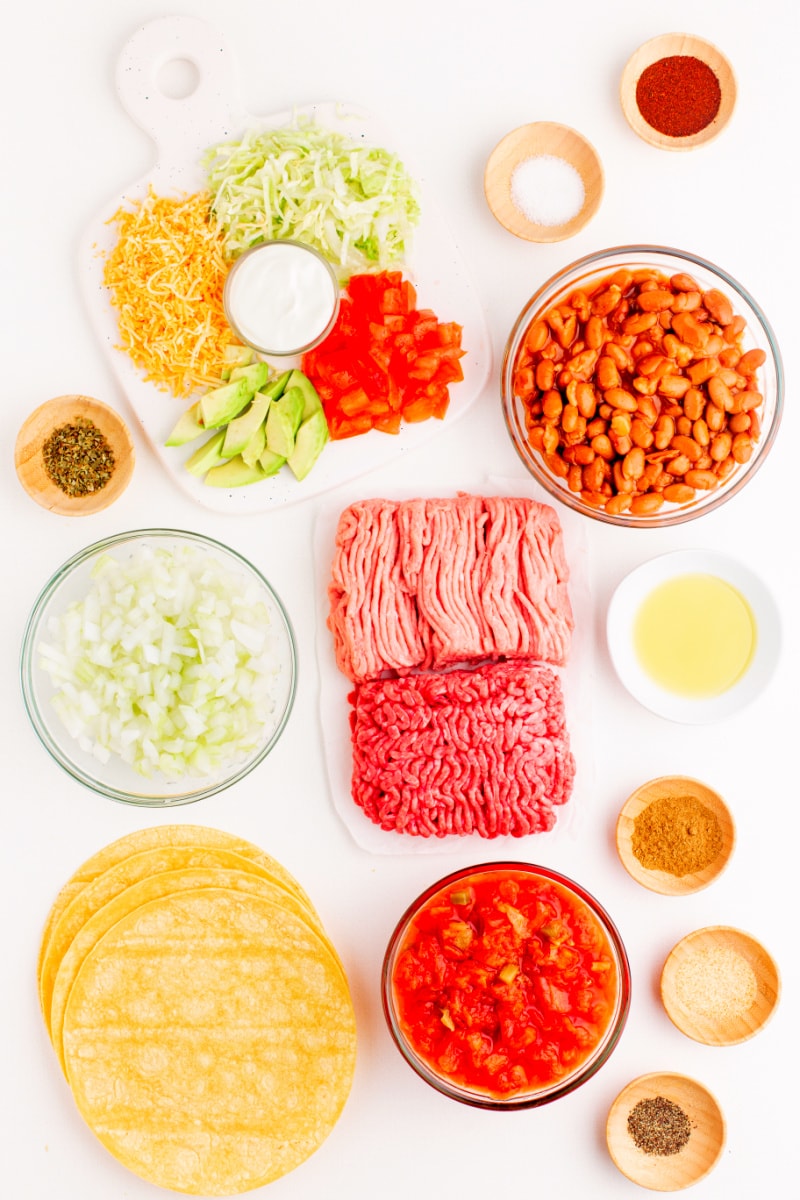 ingredients displayed for making mom's taco recipe