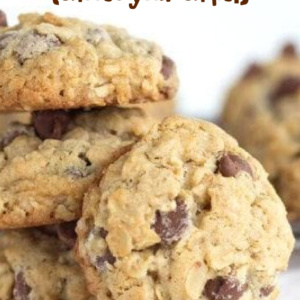 Pinterest image for oatmeal chip cookies