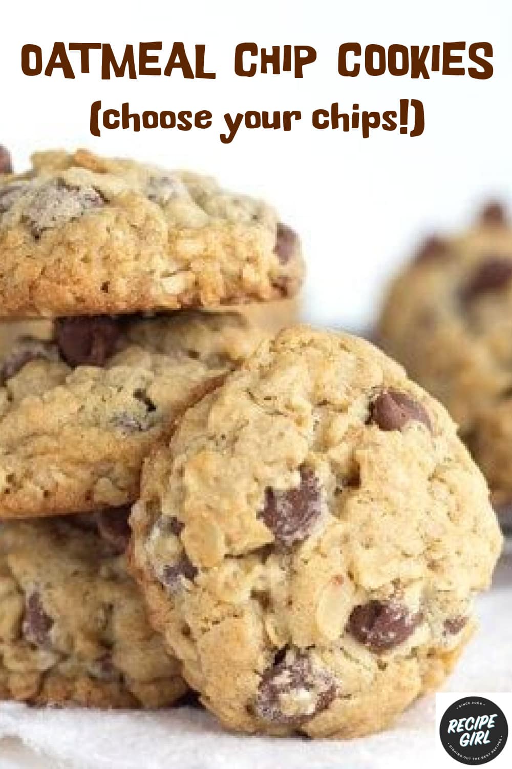 Pinterest image for oatmeal chip cookies