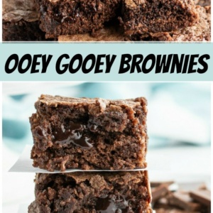 pinterest collage image for ooey gooey brownies