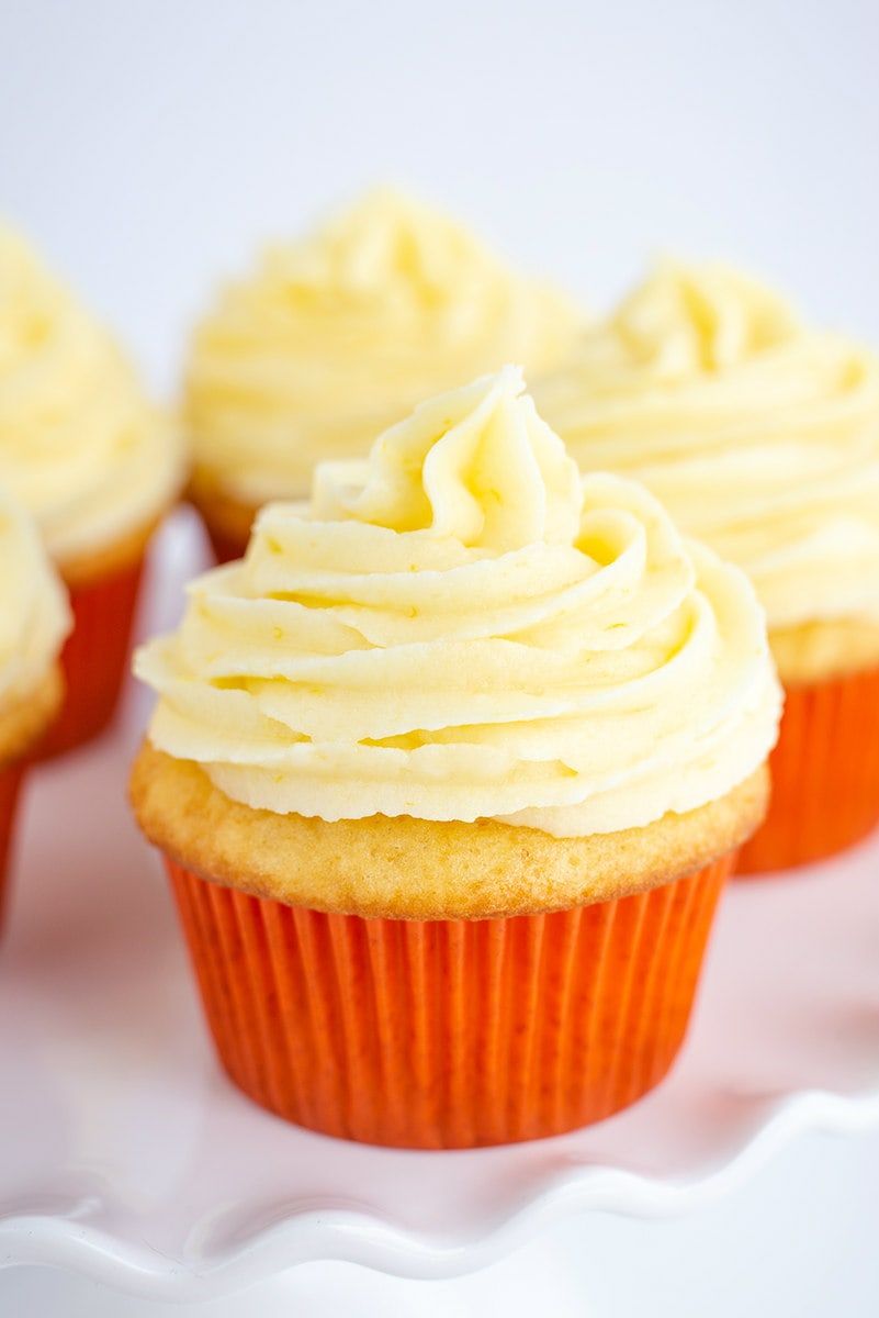 Orange Buttercream Frosting on cupcakes