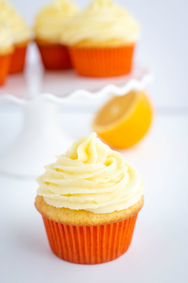 Orange Buttercream Frosting on cupcakes