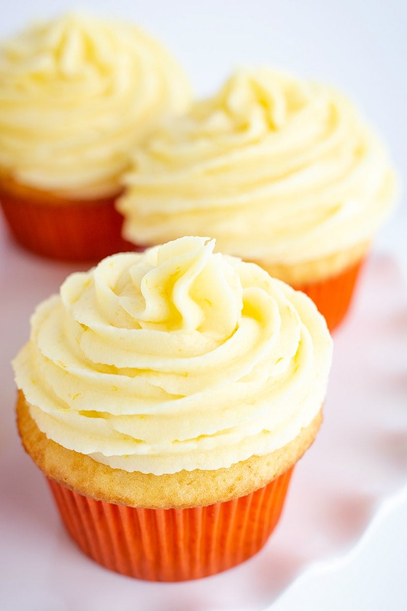 Orange Buttercream Frosting on cupcakes