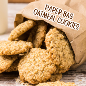 pinterest image for paper bag oatmeal cookies