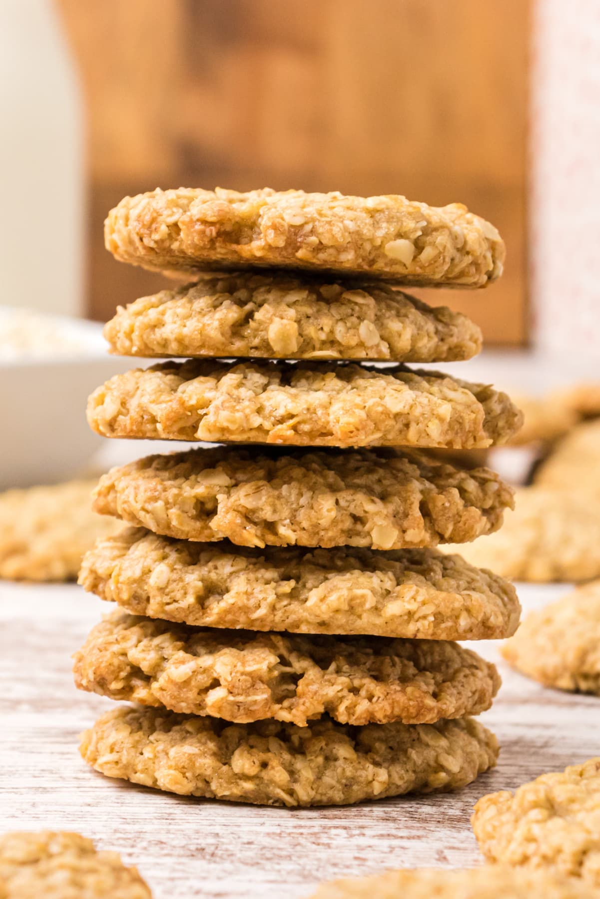 stack of paper bag oatmeal cookies