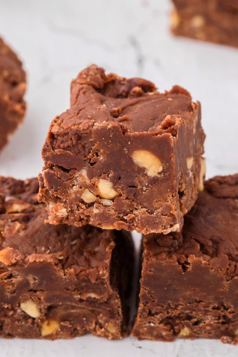 stacked pieces of fudge