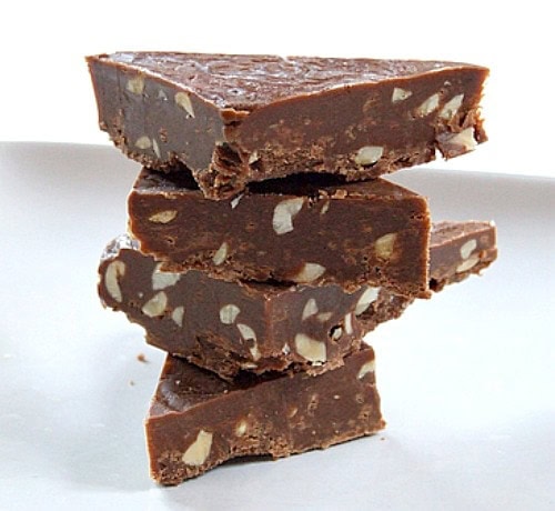 stack of four pieces of fudge