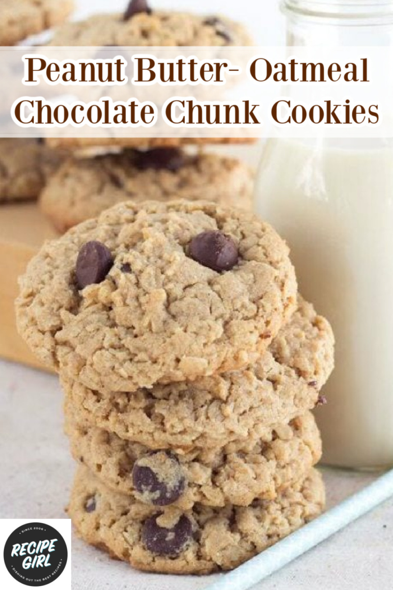 peanut butter oatmeal chocolate chunk cookies pinterest pin