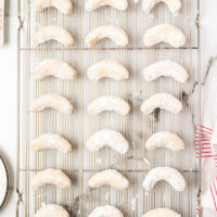 peppermint crescents on a cooling rack