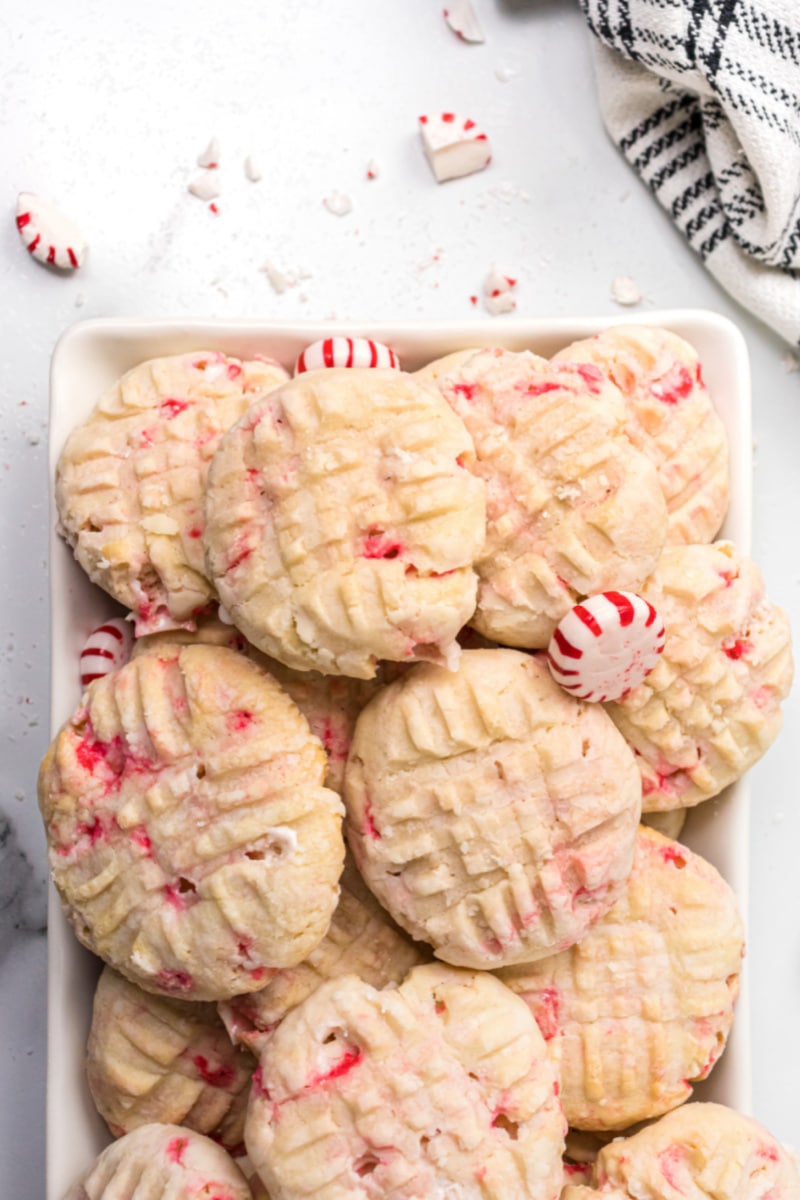 peppermint sugar cookies on a platter