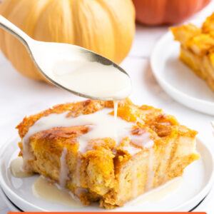 pinterest image for pumpkin bread pudding