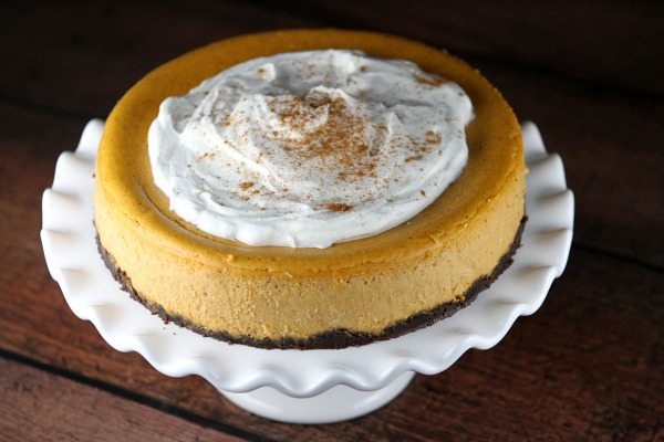 Pumpkin Cheesecake on white platter