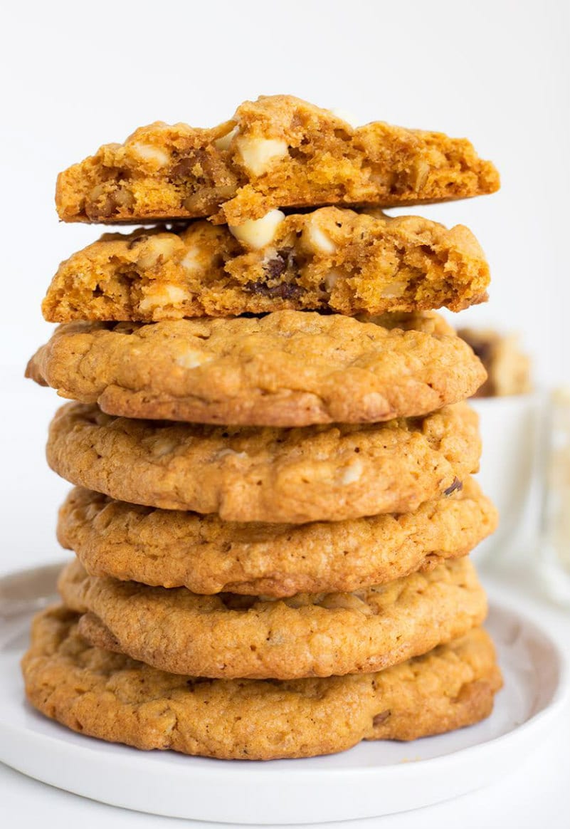 Stack of Pumpkin White Chocolate Cookies