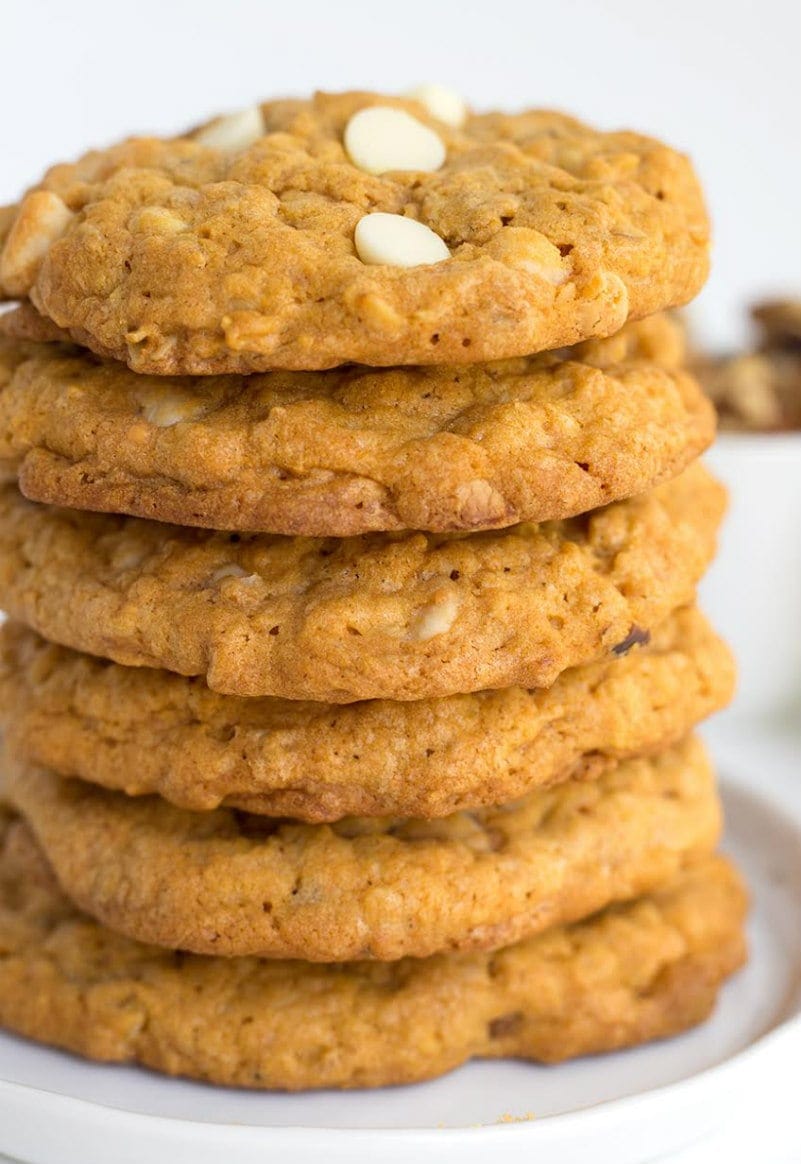 Stack of Pumpkin White Chocolate Cookies