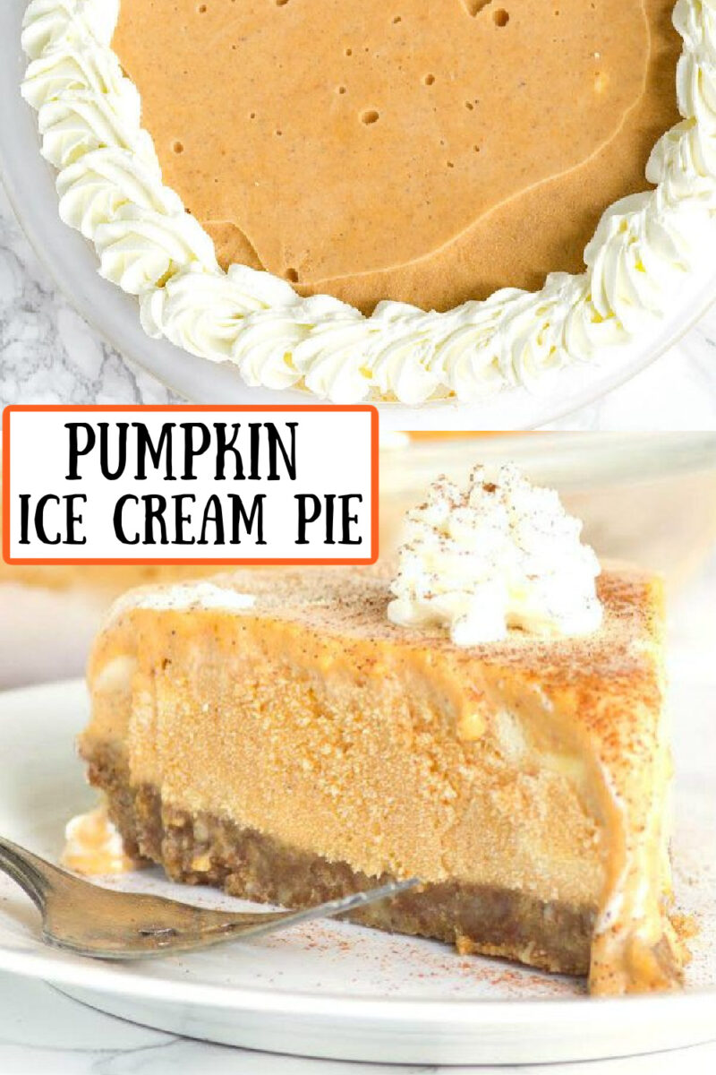 pinterest image for pumpkin ice cream pie