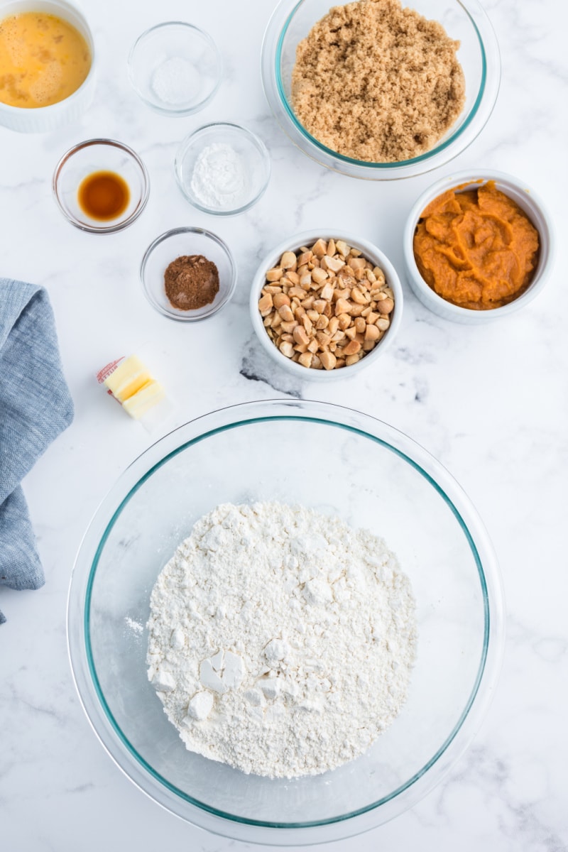 ingredients displayed for making pumpkin pie biscotti