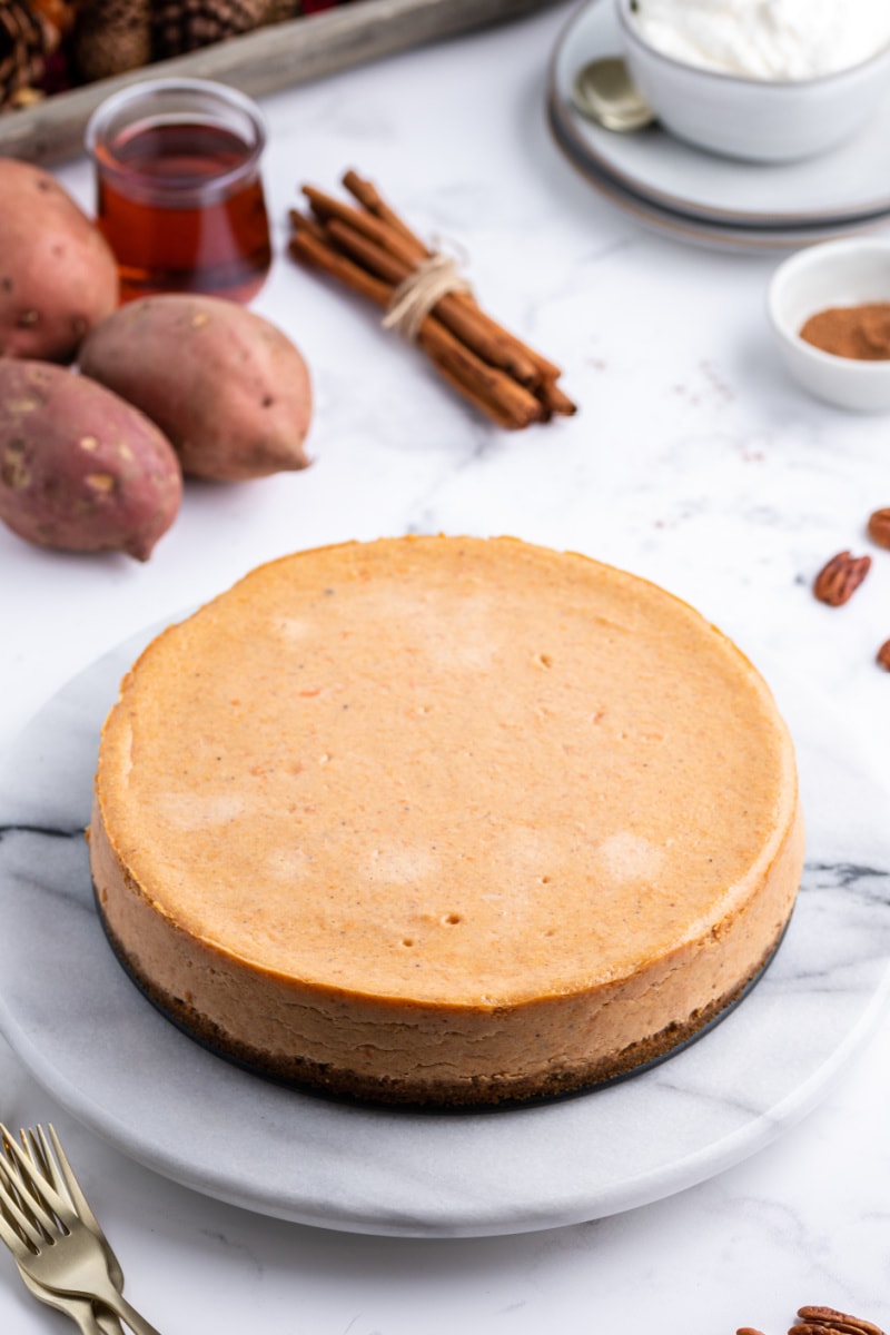sweet potato cheesecake just out of oven