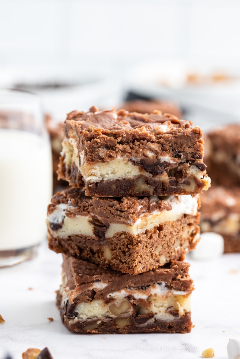 stack of three rocky road fudge bars