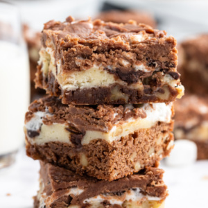 pinterest image for rocky road fudge bars