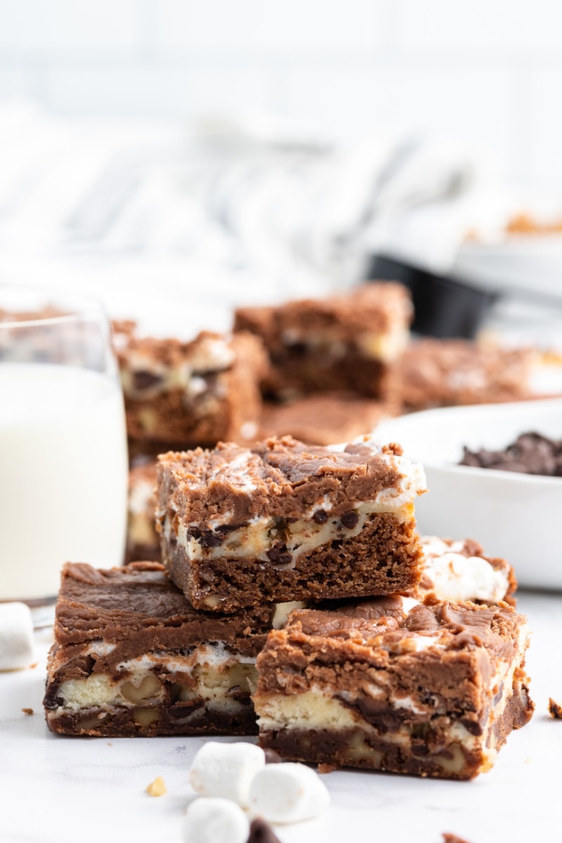 stacked rocky road fudge bars