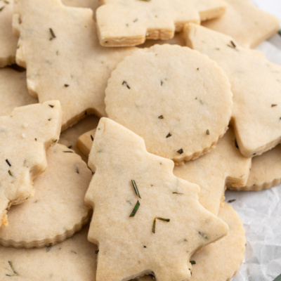 rosemary shortbread cookies in different shapes