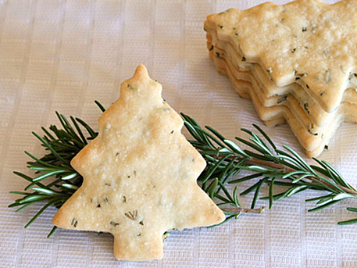 christmas tree shaped cookies with rosemary