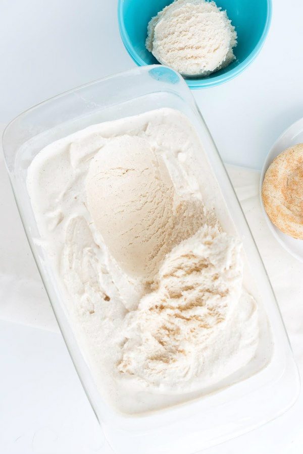 snickerdoodle ice cream in a tub