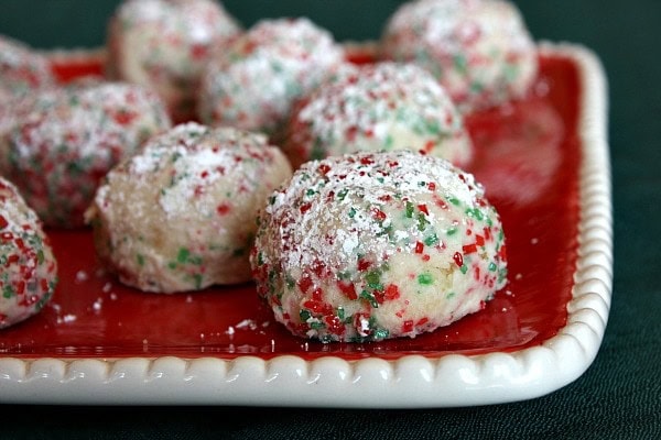 Chocolate Peanut Butter Snowballs on a plate