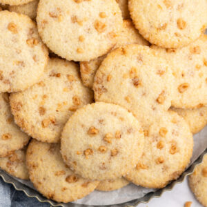 pinterest image for sparkling butter toffee cookies