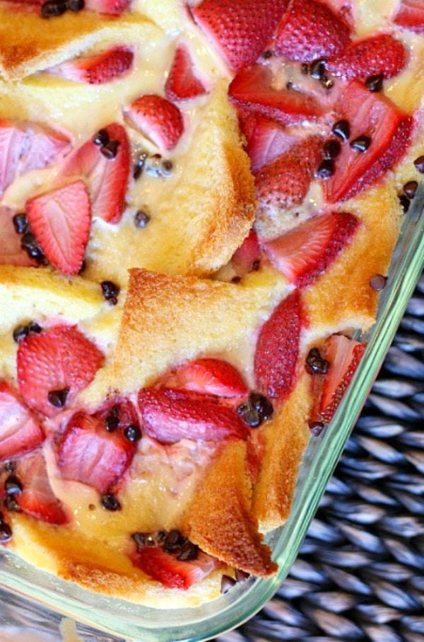 Strawberry Chocolate Chip Bread Pudding