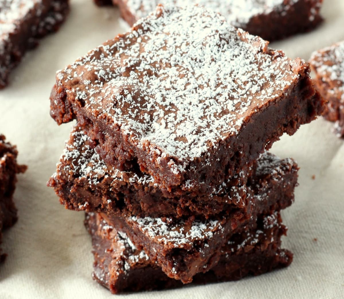 stack of triple chocolate brownies