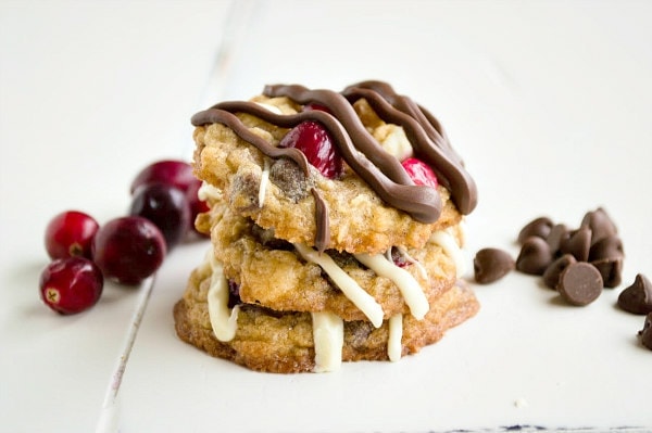 Triple Chocolate Cranberry Oatmeal Cookies