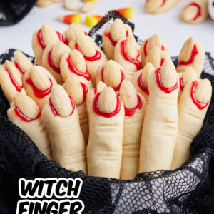 pinterest image for witch finger cookies