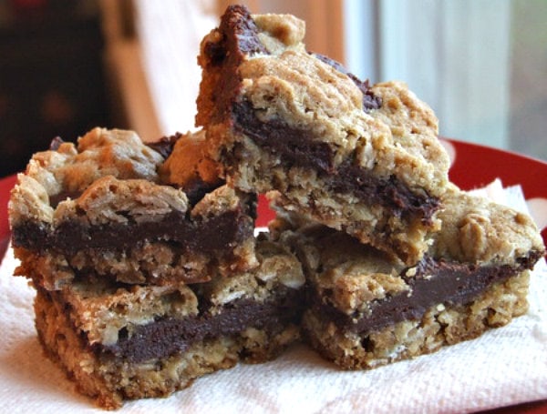 stack of Fudge Nut Layer Bars