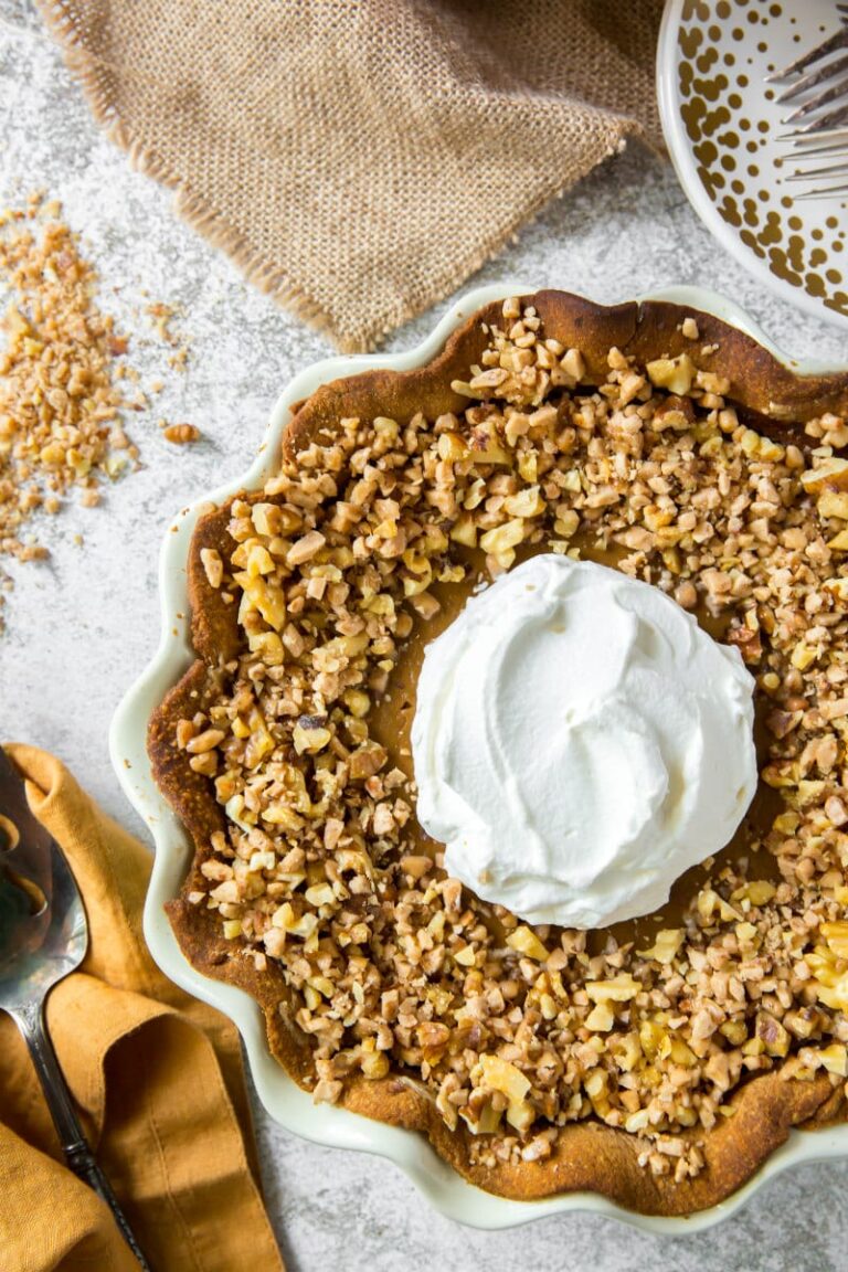 Pumpkin Pie with Toffee Walnut Topping Recipe Girl