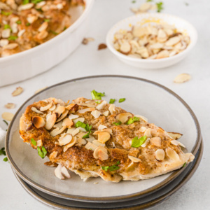 chicken with almond butter on plate