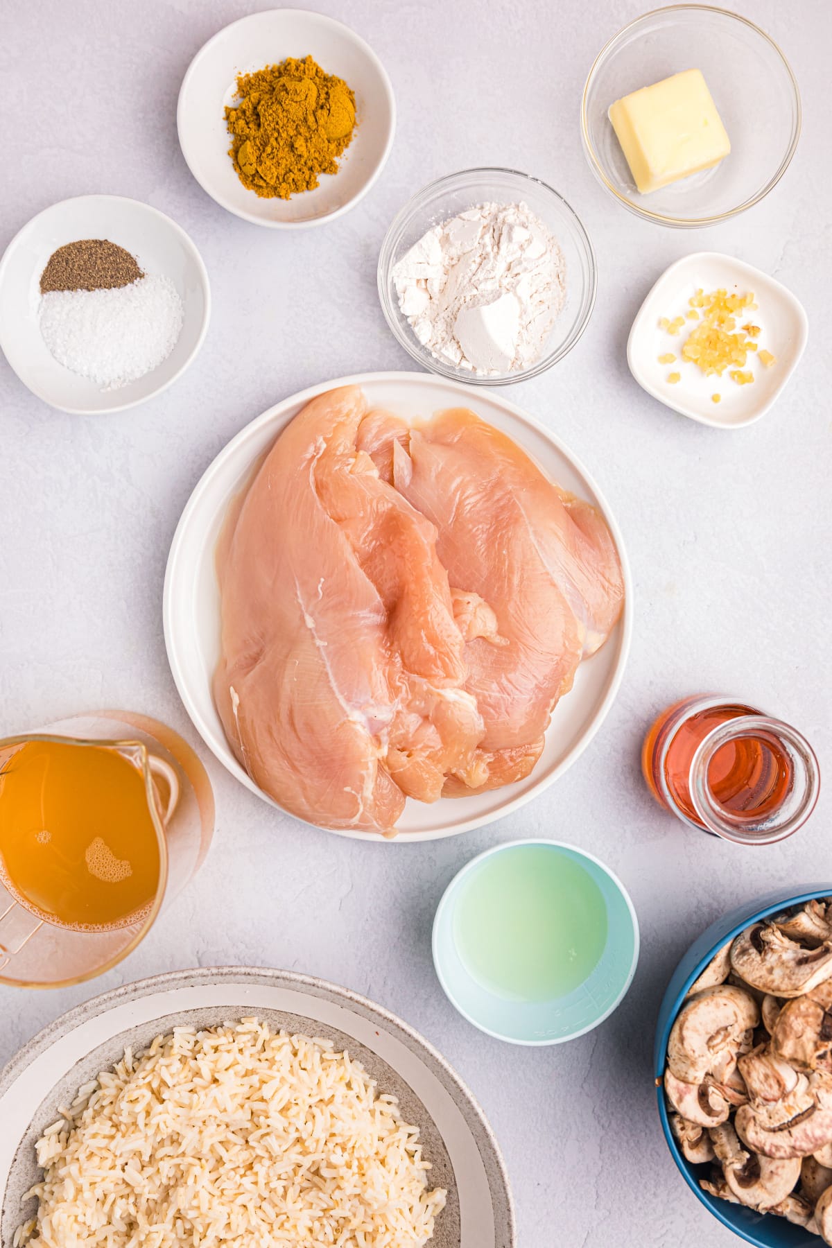 ingredients displayed for making amaretto chicken