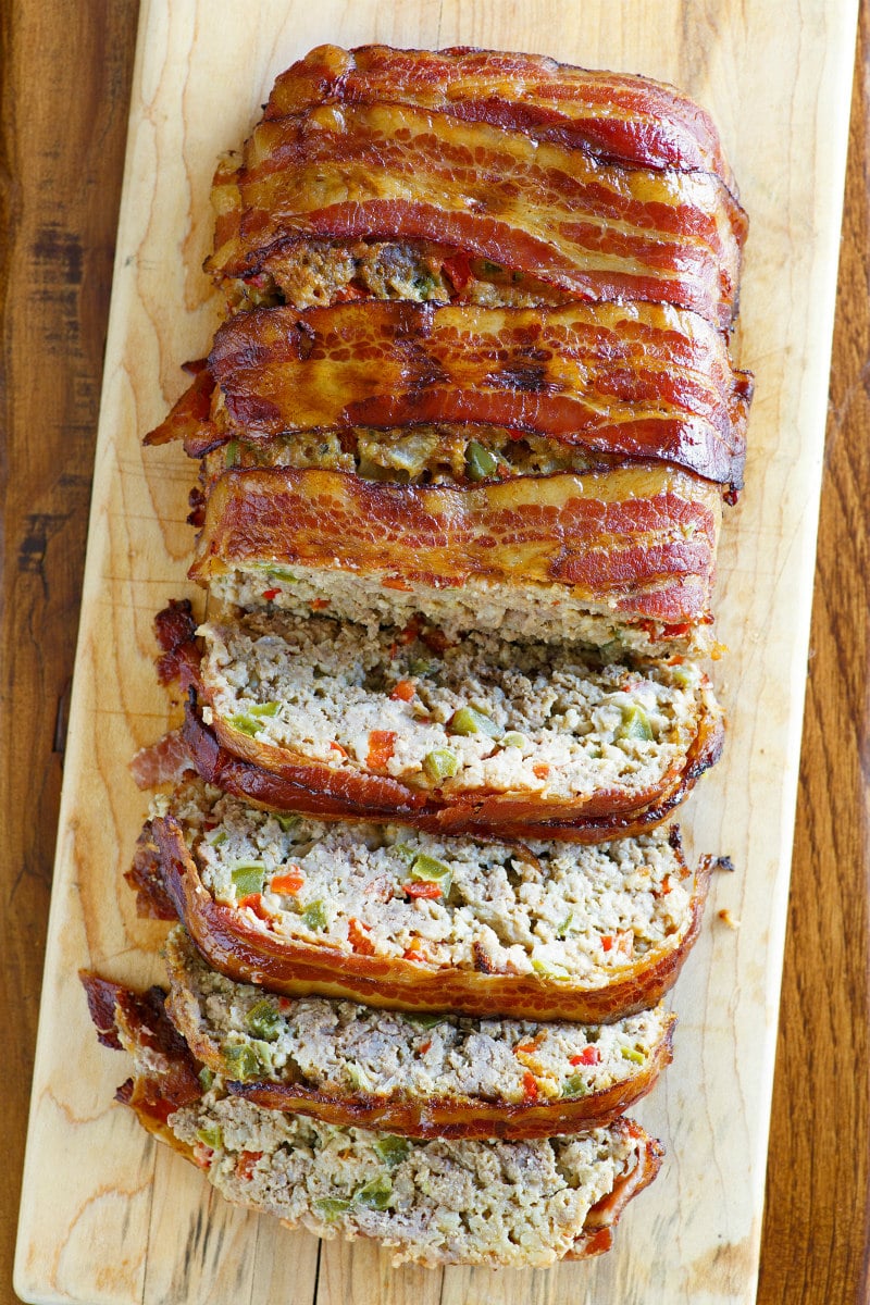 Bacon Wrapped Meatloaf sliced