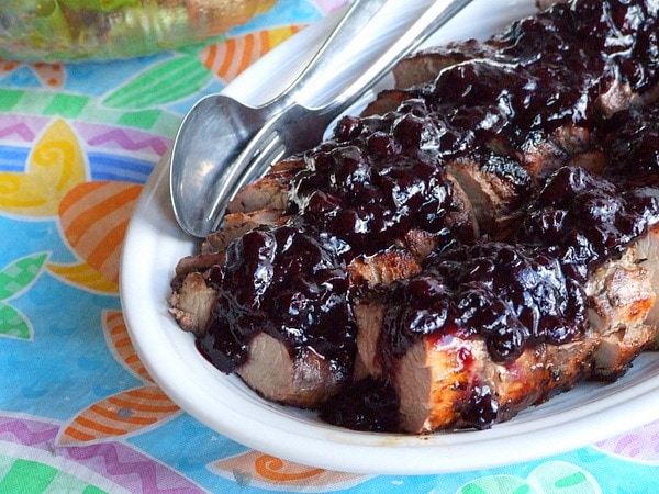 Grilled Pork Tenderloin with Blueberry Barbecue Sauce