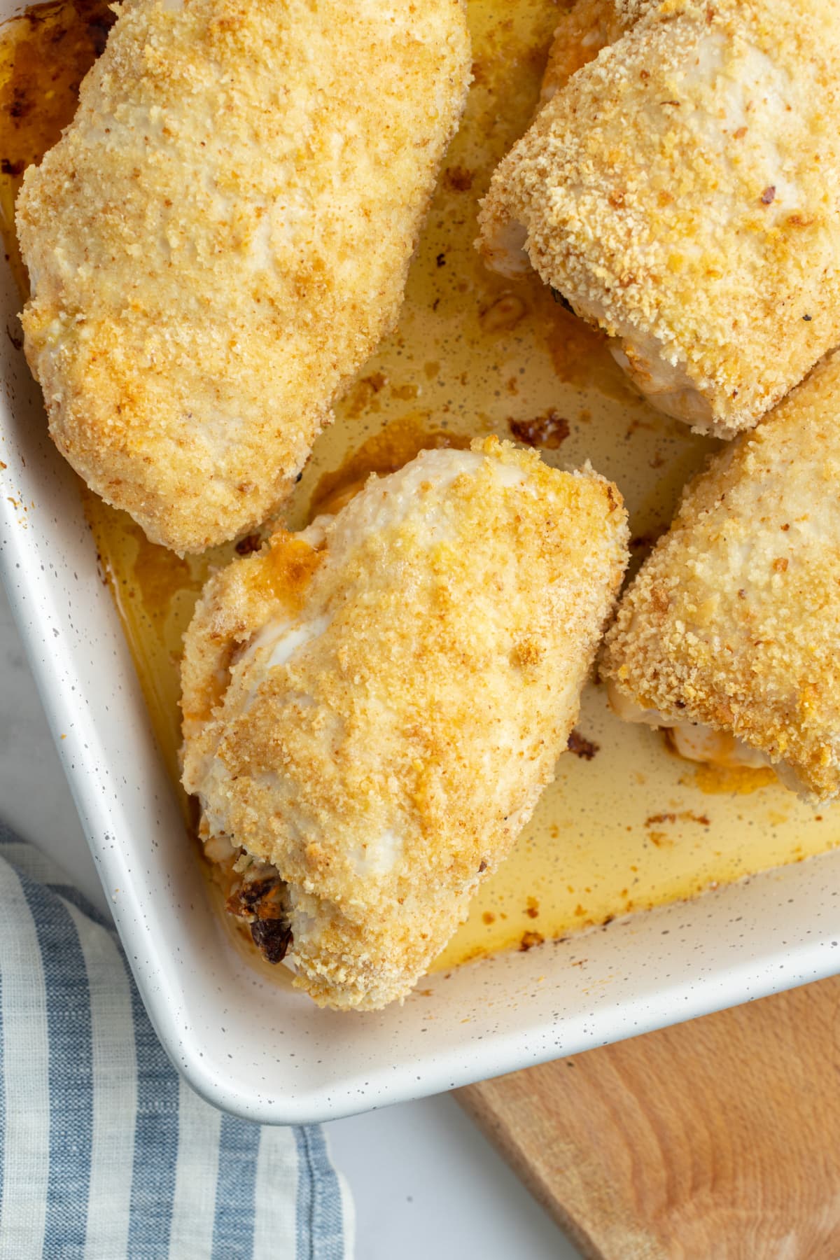 stuffed chicken breasts in baking dish