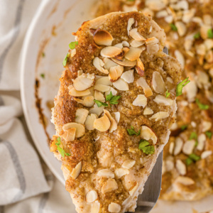 pinterest image for chicken with almond butter