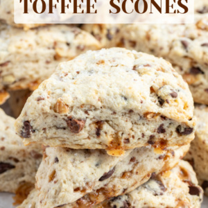 pinterest image for chocolate chip toffee scones