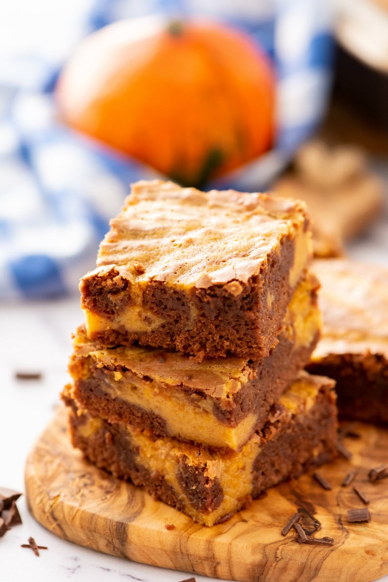 stack of Chocolate Pumpkin Brownies