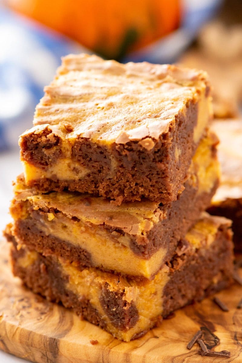 stack of Chocolate Pumpkin Brownies