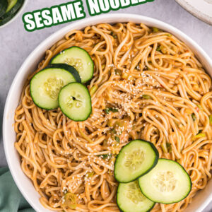 pinterest image for cold sesame noodles
