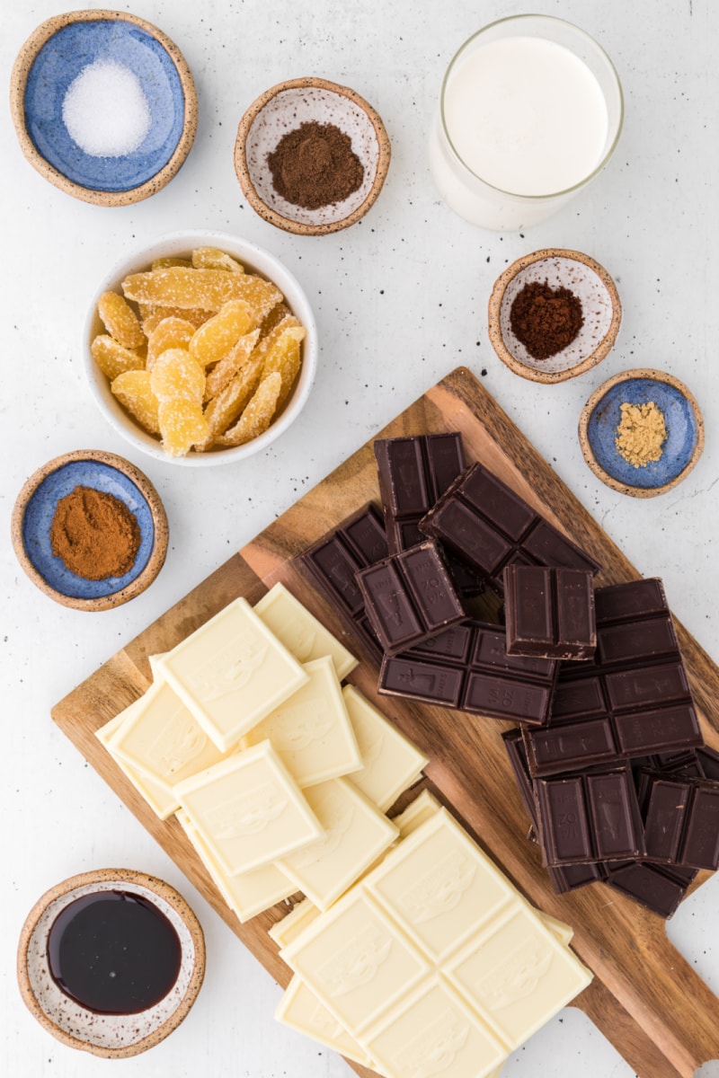 ingredients displayed for making gingerbread truffles