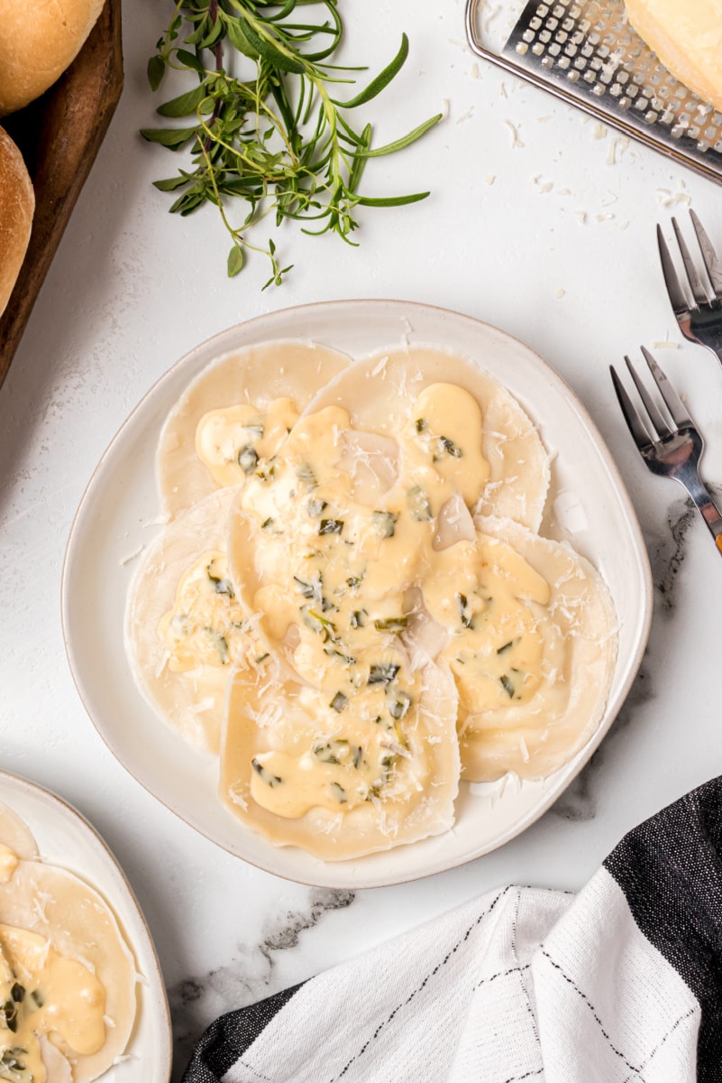 goat cheese ravioli on a plate