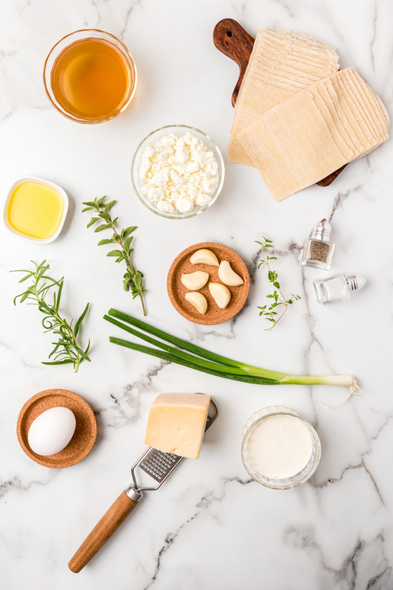 ingredients displayed for making goat cheese ravioli