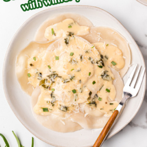 pinterest image for goat cheese ravioli