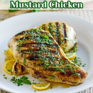pinterest image for grilled lemon mustard chicken